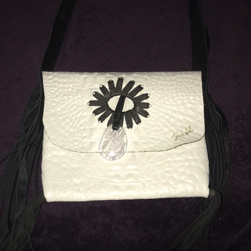 Jimmi Wz White Faux Crocodile Crossbody